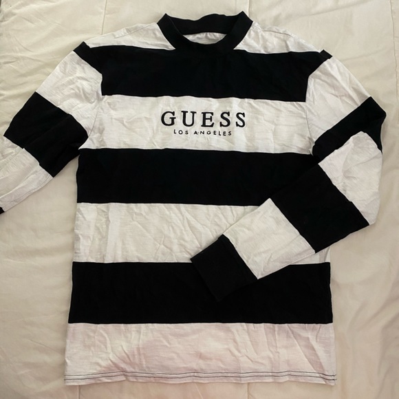 GUESS ORIGINALS black and white striped Crew - Picture 2 of 4